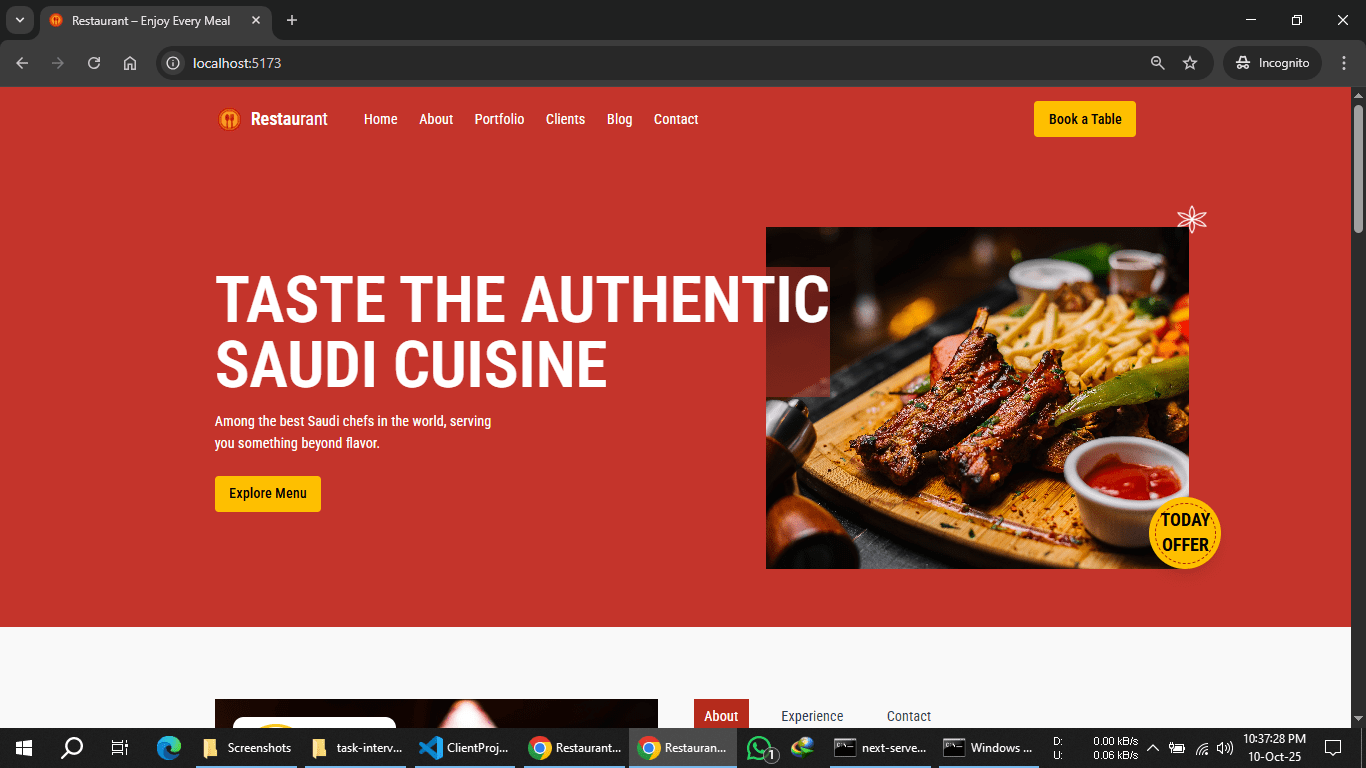 Restaurant Home - Landing Page