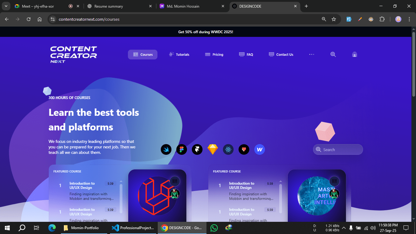 Hover Content Creator Next - Course Platform