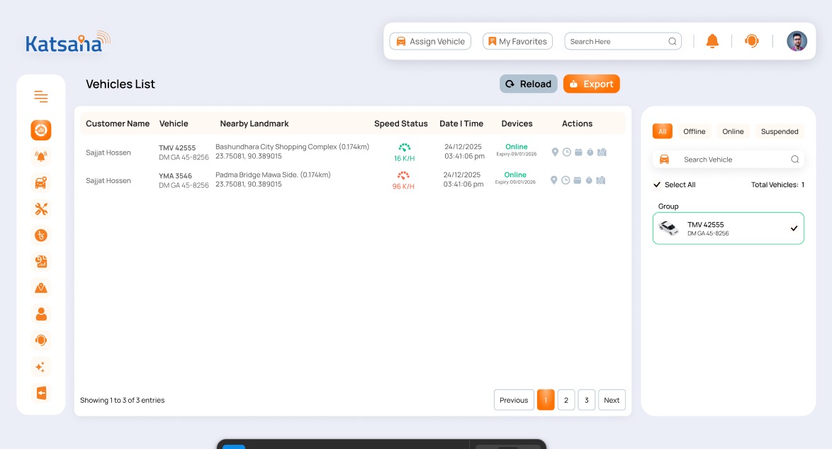 Hover Katsana Vehicle Tracking System